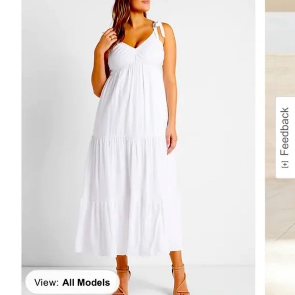 Express White Tie shoulder Tier Maxi Dress in Size Small